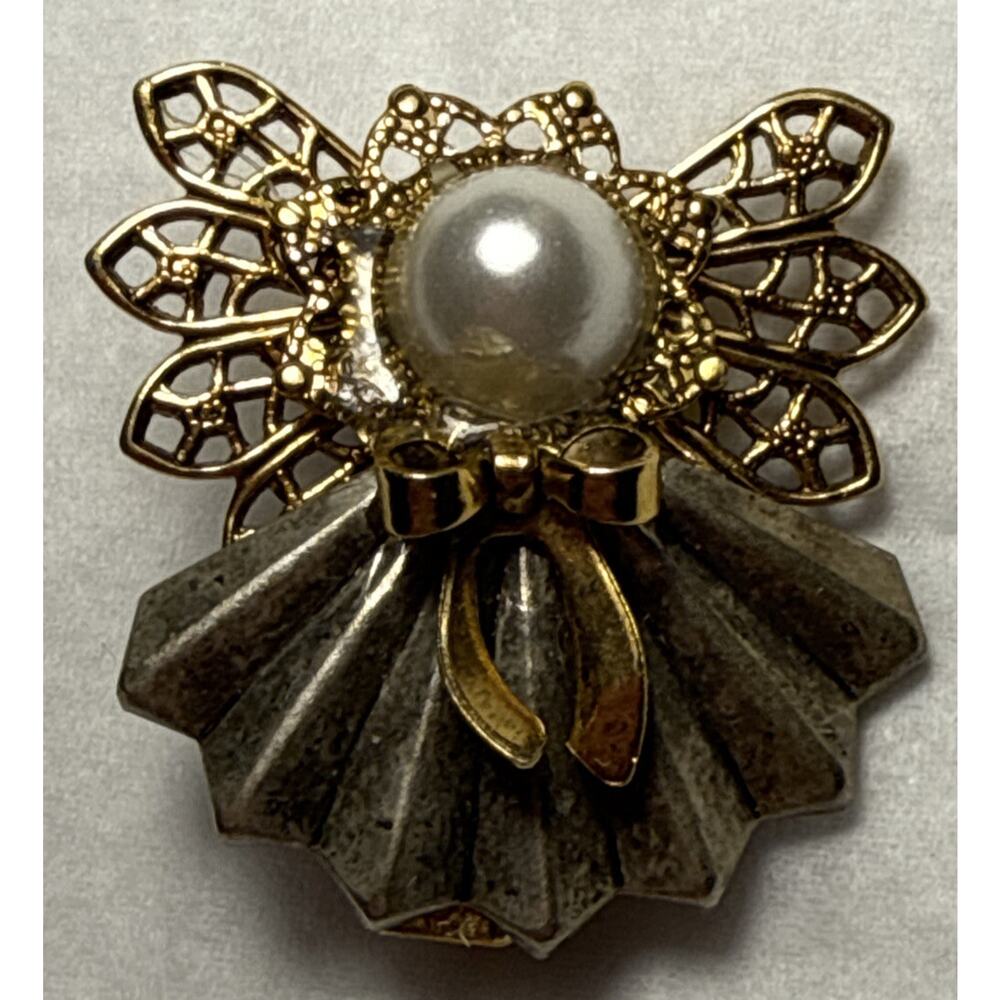 Vintage Gold and Silver Tone Angel Brooch PB146
